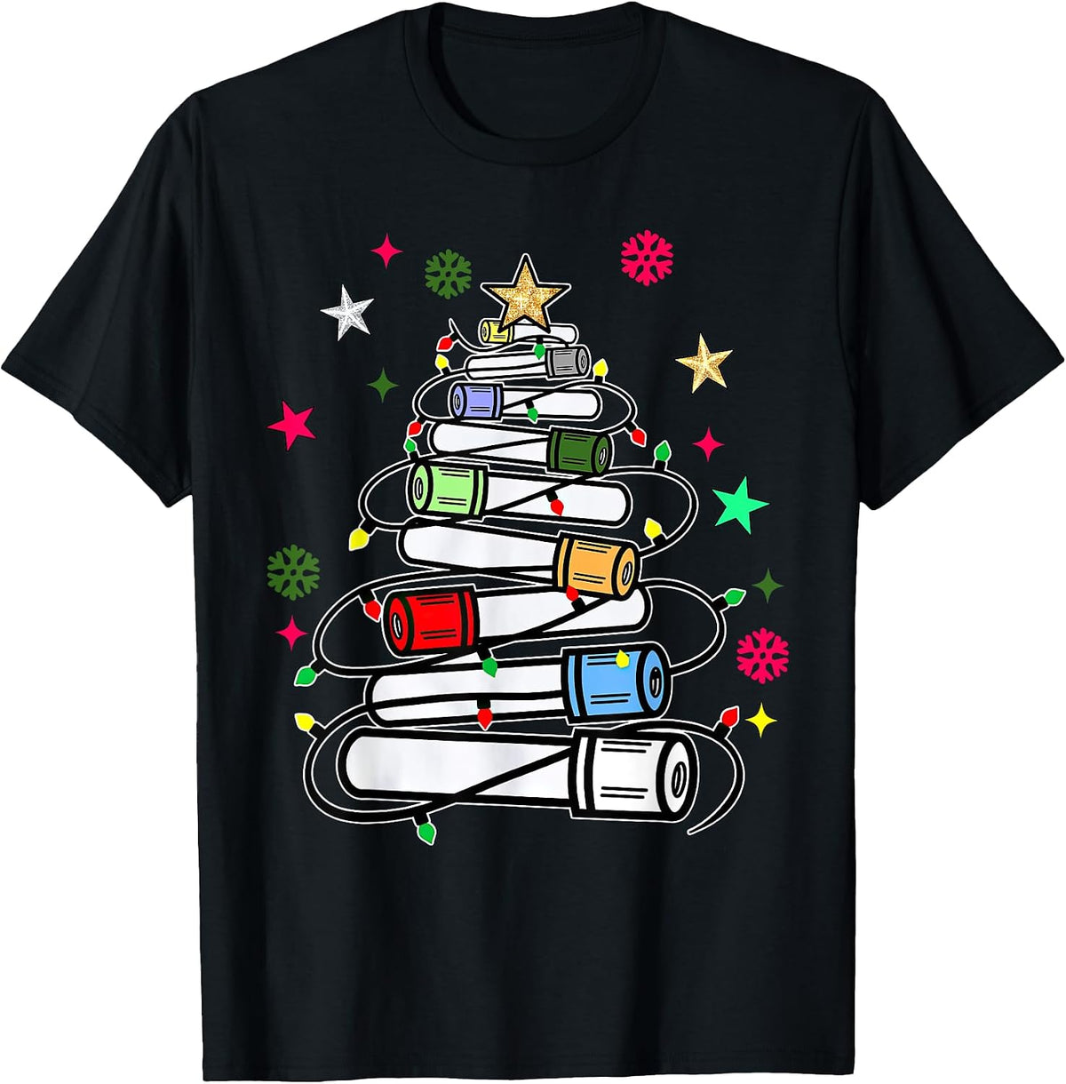 Blood Tube Christmas Tree Phlebotomist Tech Phleb Tech Nurse T-Shirt