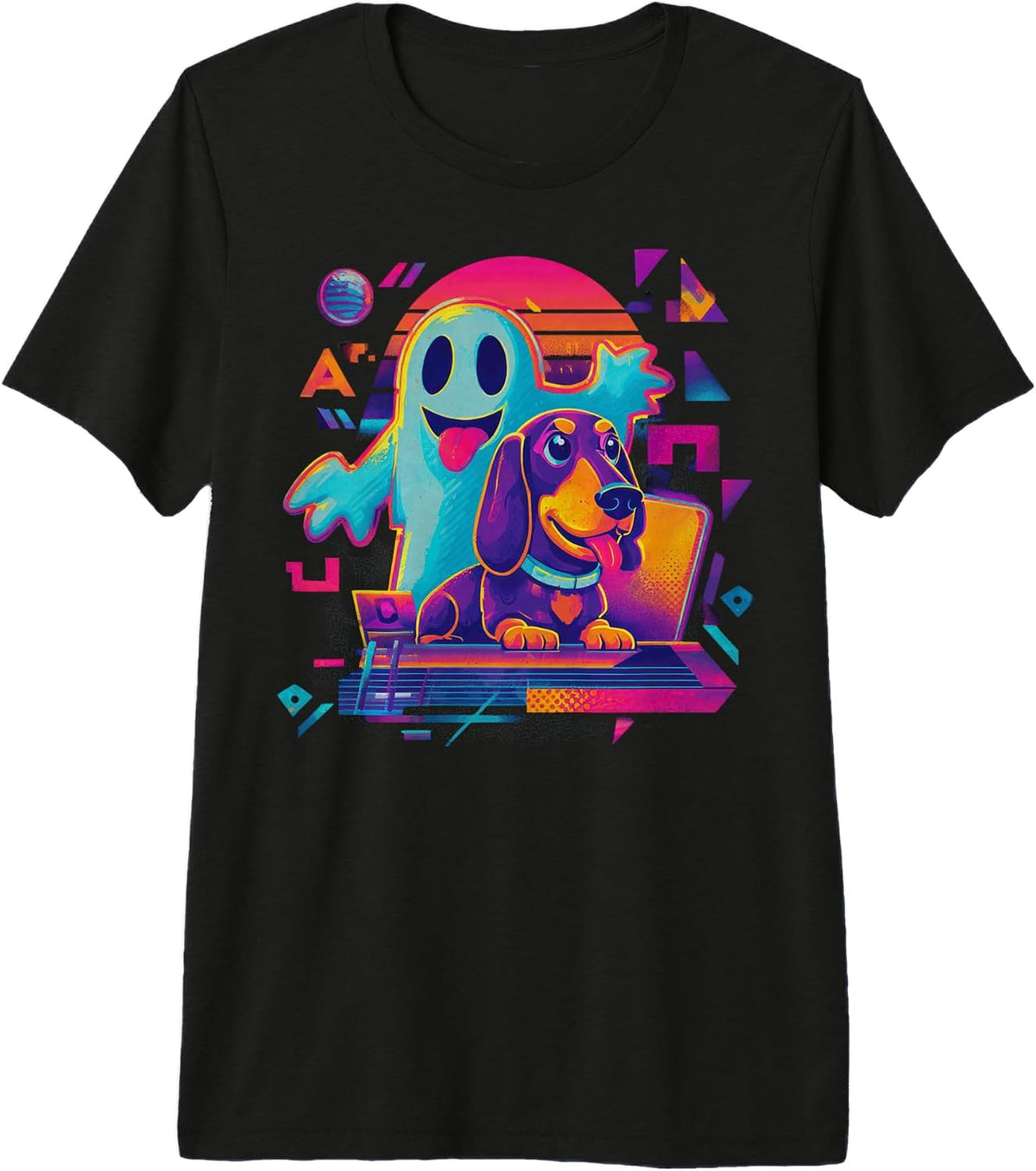 Ghost Dog Halloween Retro Design Pet Lover Spooky Theme Premium Tri-Blend T-Shirt