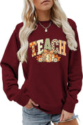 Halloween Sweatshirts Teacher Pumpkin Graphic Crewneck Fall Tops