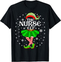 Christmas The Nurse Elf Matching Women Girls Xmas Family T-Shirt