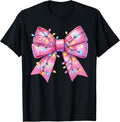Pink Christmas Coquette Bow Christmas Tree Light Women Girls T-Shirt