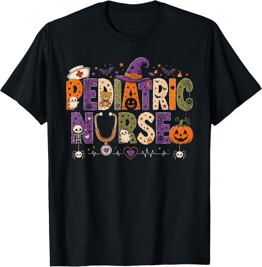 Funny Halloween Nurse Shirts Pediatric Nurse Cute Spooky T-Shirt