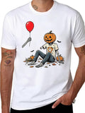 Skeleton Lost Balloon Well Shit Funny Halloween Costume T-Shirt Graphic Spooky Season Short Sleeve Top
