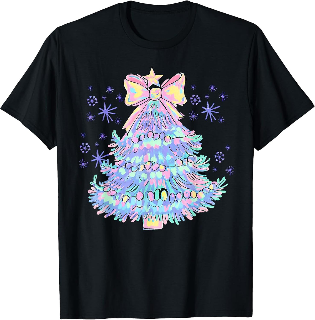 Snowflake Coquette Bow Christmas Xmas Tree Family Holiday T-Shirt