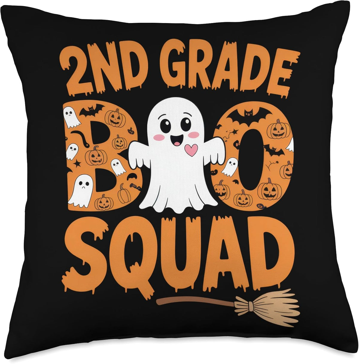 2nd Grade Boo Squad Cute Ghost Kids Halloween Shirt Throw Pillow