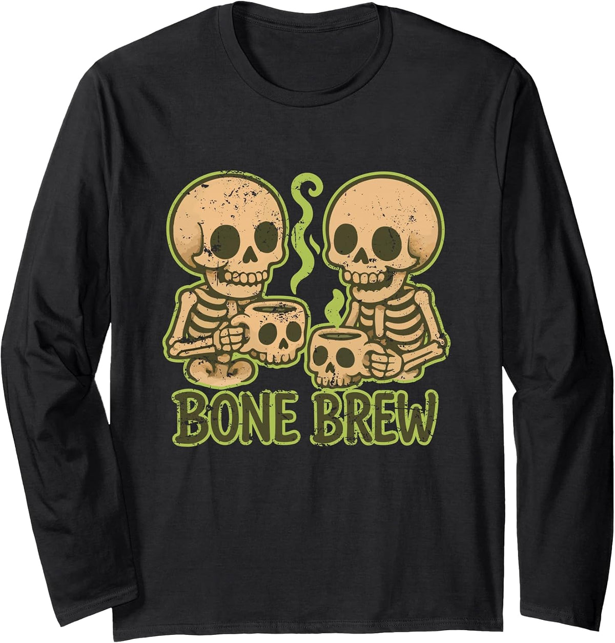 Bone Brew Skeleton Coffee Long Sleeve T-Shirt