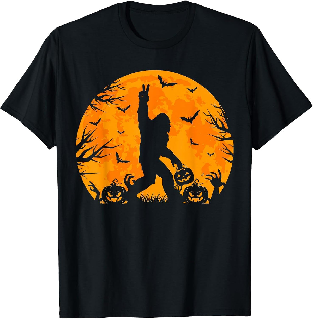Spooky Halloween Bigfoot Pumpkin Funny Halloween Sasquatch T-Shirt