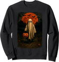 Scary Ghost Pumpkin Retro Spooky Horror Vintage Halloween Sweatshirt