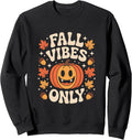 Fall Vibes Only Pumpkin Autumn Leaves Acorns Halloween Sweatshirt