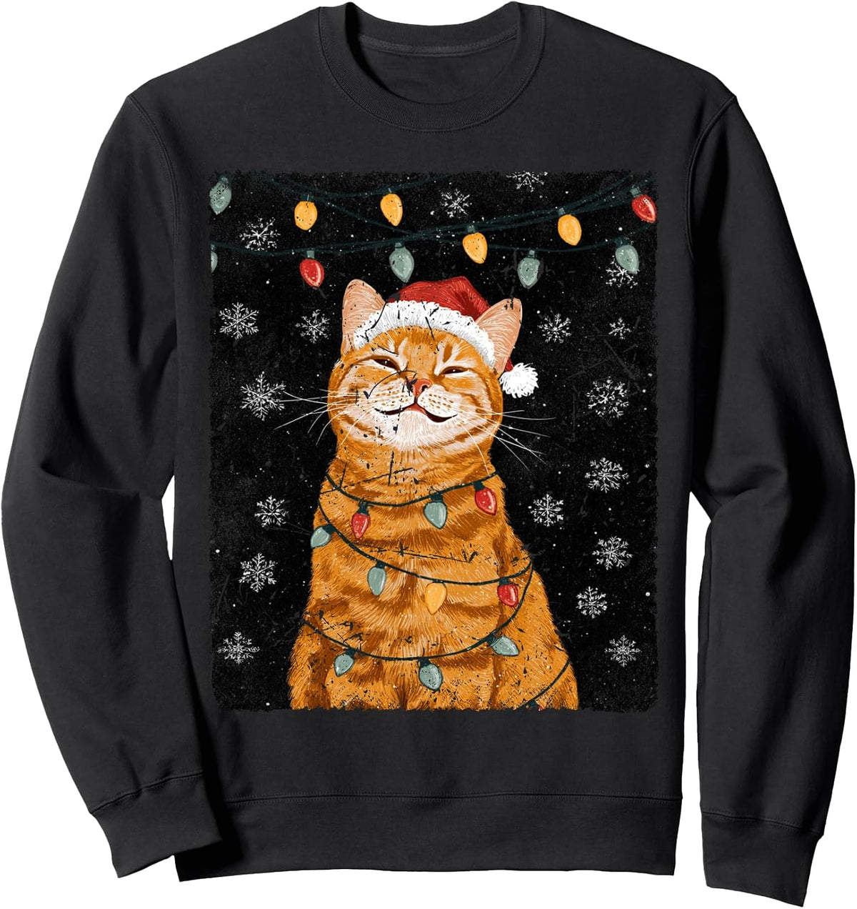 Xmas Design With An Animal On It Christmas Cat On A Sweatshirt