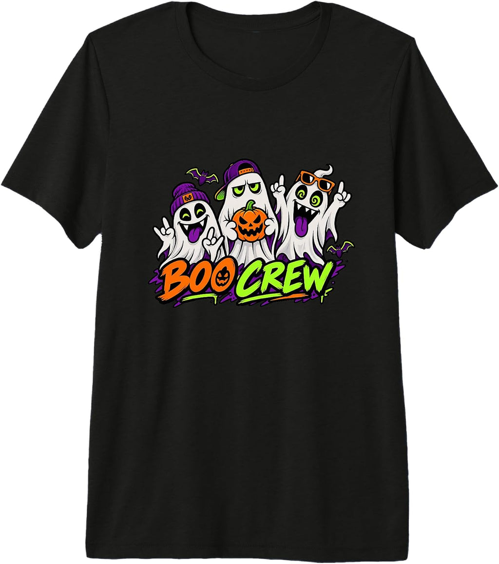 Boo Crew Funny Ghost Trio Halloween Family Group Premium Tri-Blend T-Shirt