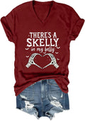 There's A Skelly in My Belly T-Shirt Funny Halloween Maternity Shirt
