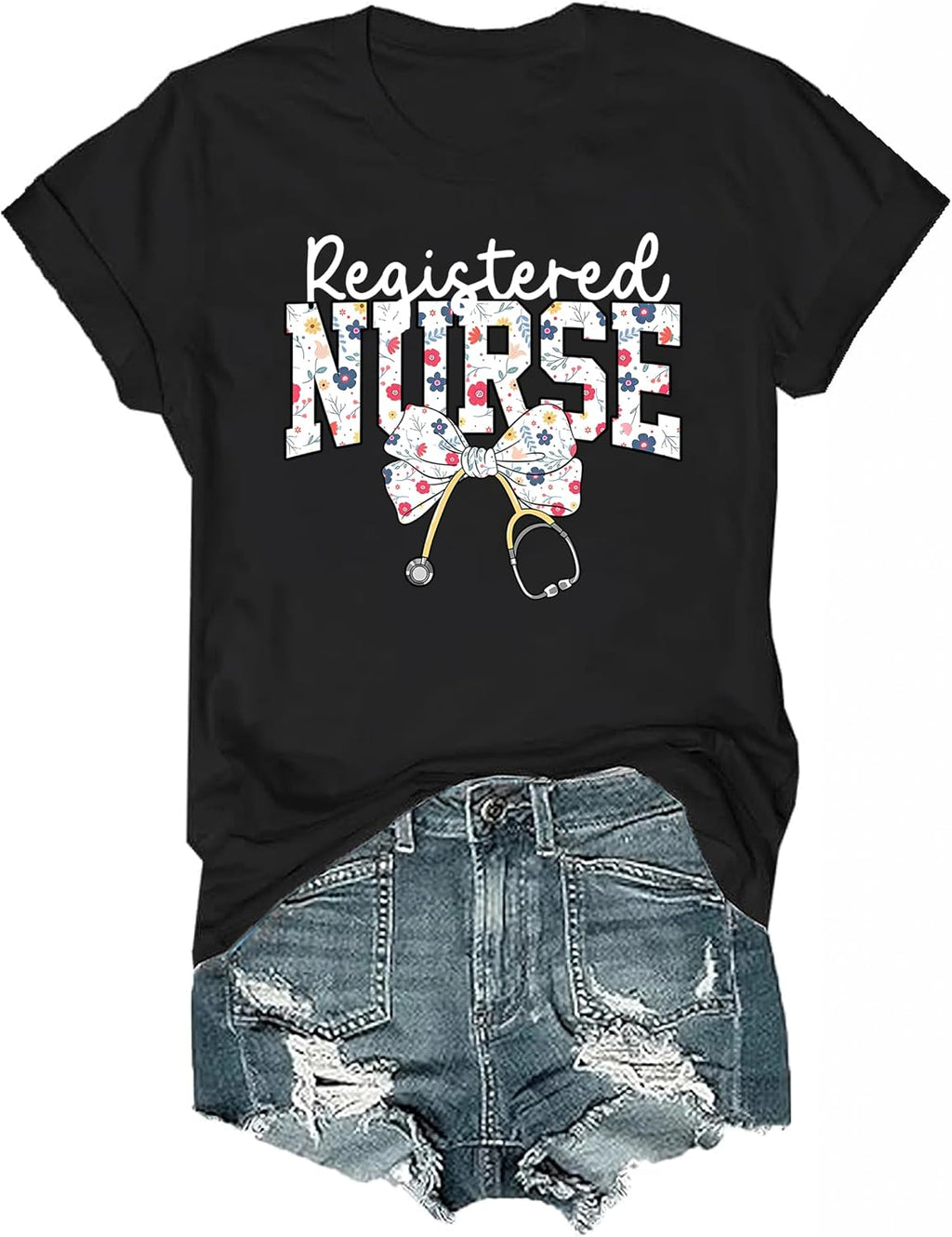 Christmas Nurse Shirts for Women Registered Nurse T-Shirt Funny Christmas RN T Shirts Graphic Tees Women