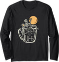 Coffee is Life Skeleton in Coffee Mug Long Sleeve T-Shirt