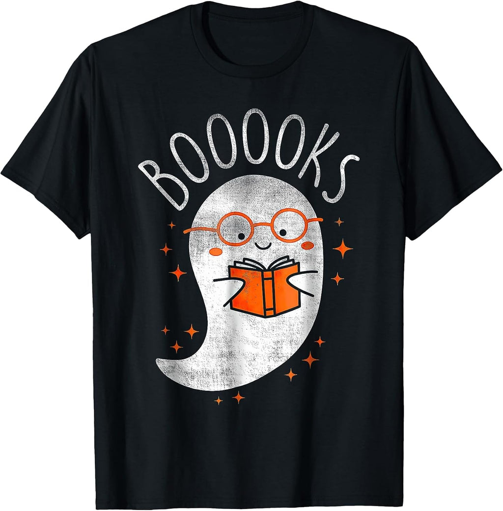 Halloween Cute Ghost Book Reading Teacher T-Shirt