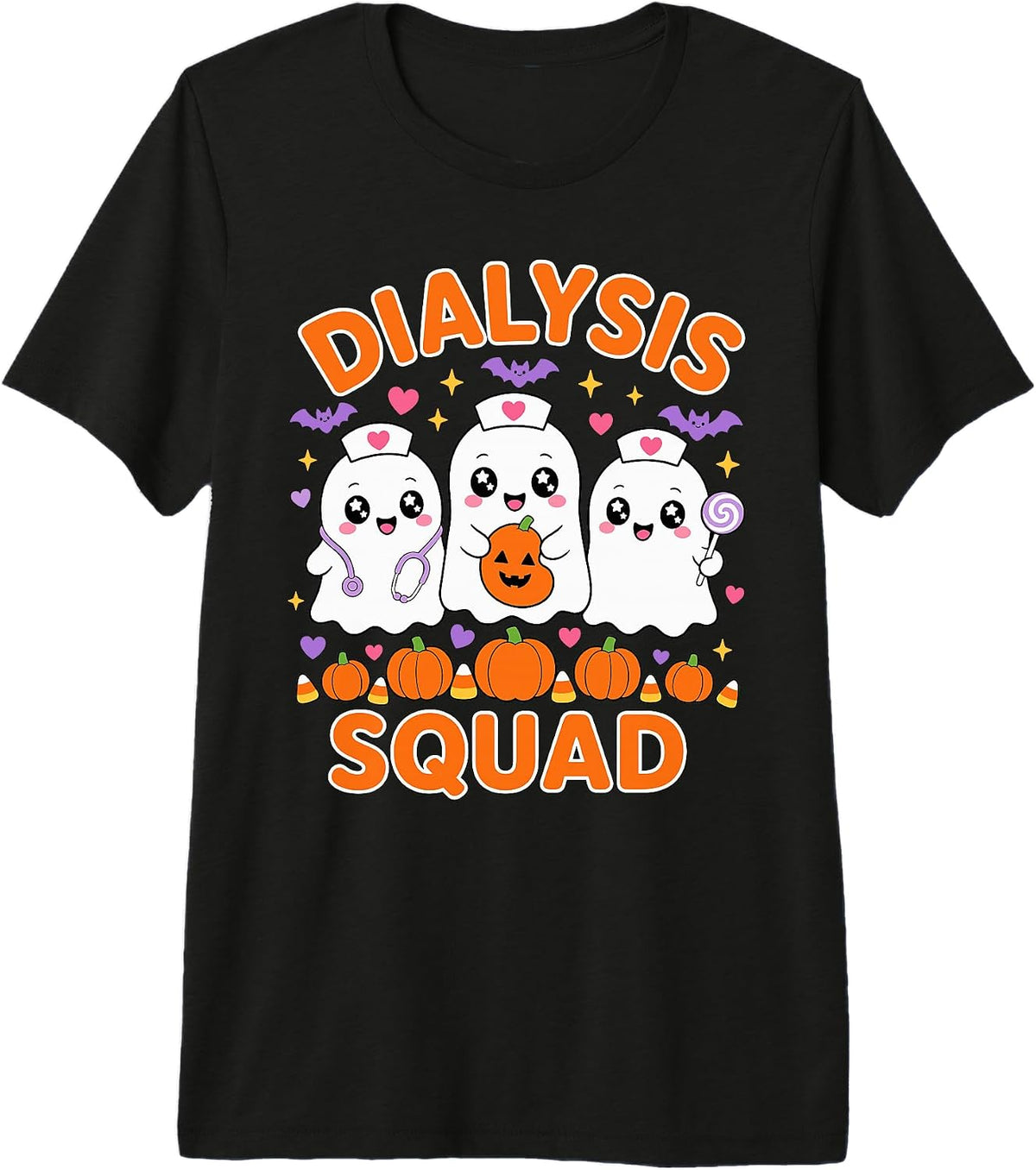 Halloween Dialysis Squad Kawaii Ghost Dialysis Nurse Premium Tri-Blend T-Shirt