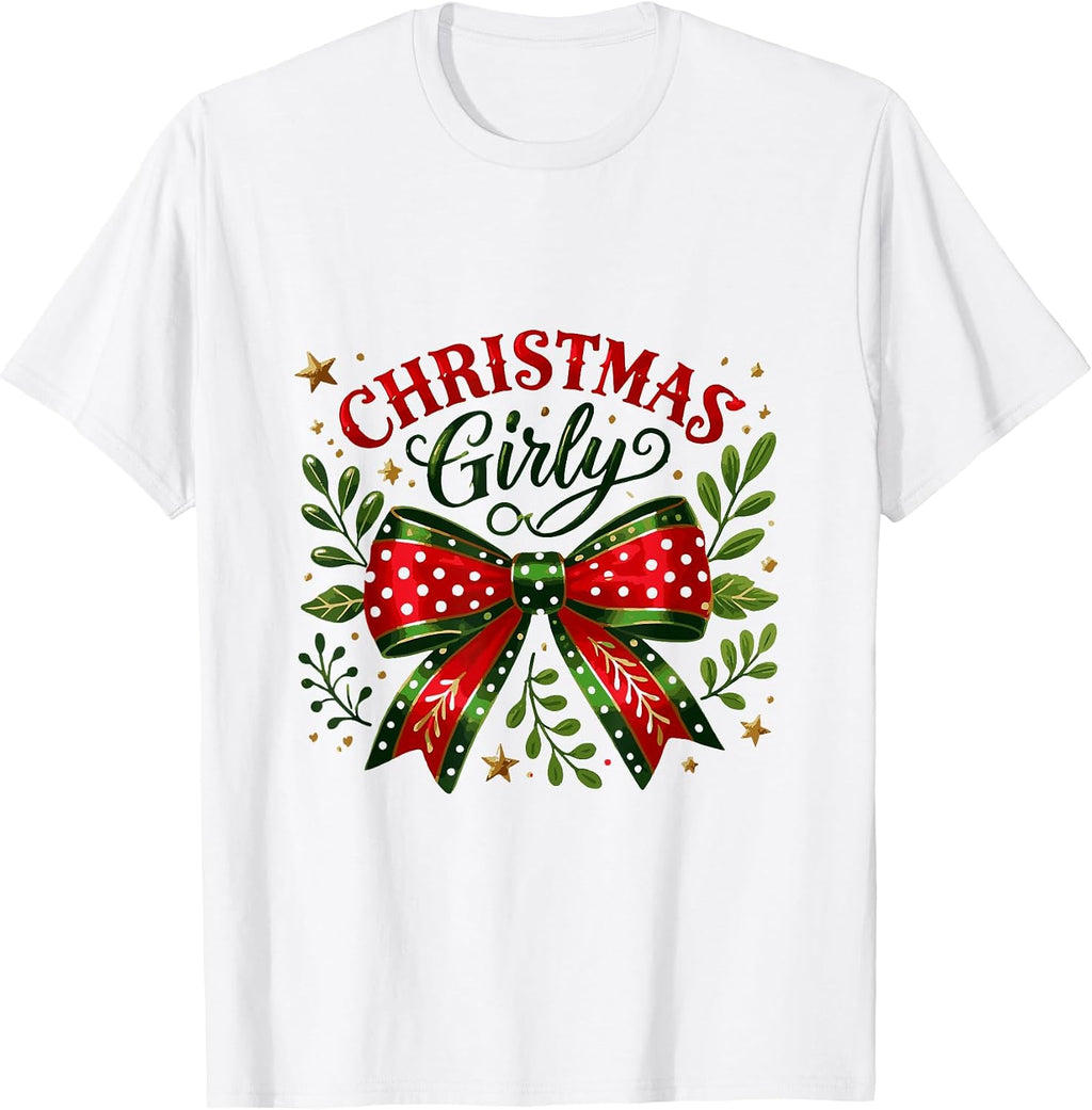 Coquette Bow Christmas Girly T-Shirt