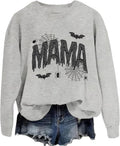 Womens Halloween Sweatshirt, Halloween Mama Sweatshirt Spooky Season Funny Spiderweb Bat Graphic Pullover