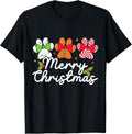 Merry Christmas Dogs Paw Christmas Lights Pet Dog Xmas T-Shirt
