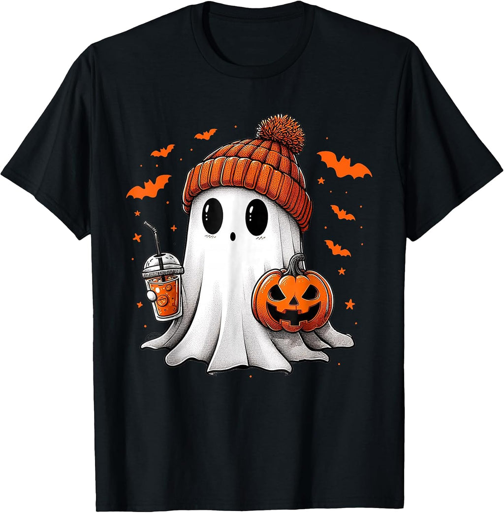 Funny Halloween Pumpkin Ghost Ice Coffee