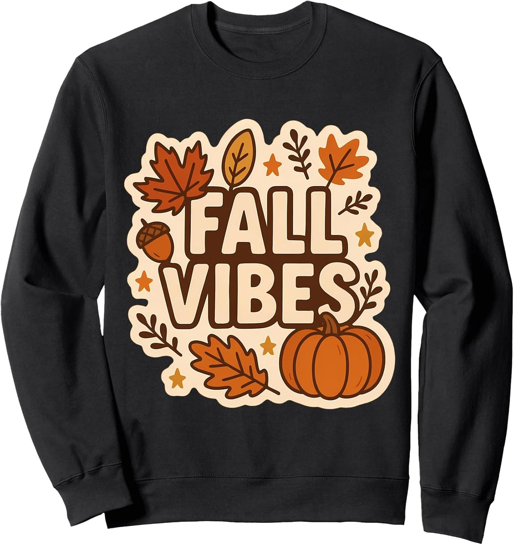 Fall Vibes Vintage Autumn Lover Pumpkin Leaves Quote Retro Sweatshirt