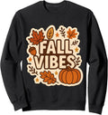 Fall Vibes Vintage Autumn Lover Pumpkin Leaves Quote Retro Sweatshirt