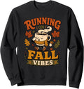 Running On Fall Vibes Cute Cozy Coffee Autumn Graphic Sweatshirt