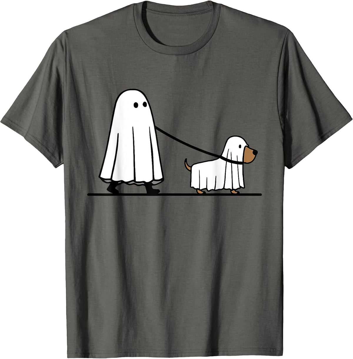 Halloween Ghost Walking Dog Dogs Cute Ghosts Retro Groovy T-Shirt