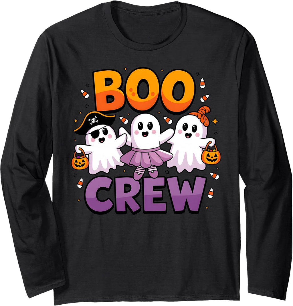Boo Crew Cute Halloween Ghosts Matching Family Outfit Long Sleeve T-Shirt