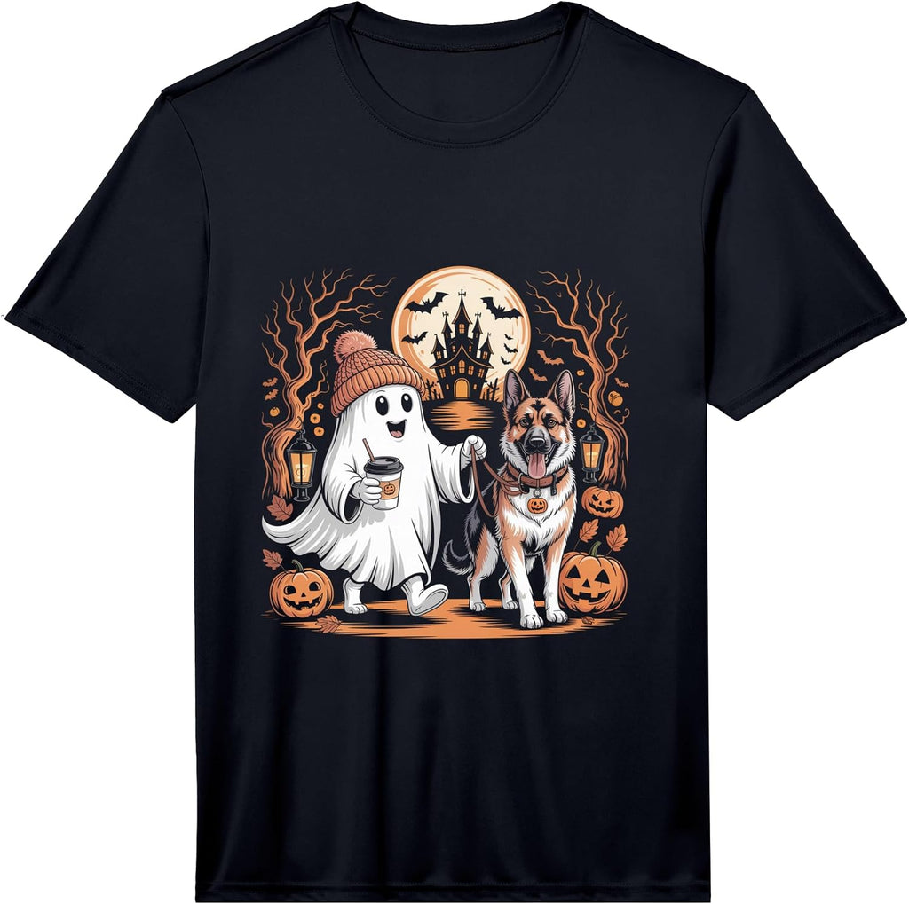 Men's Halloween Ghost Dog Pumpkin Haunted House Performance T-Shirt