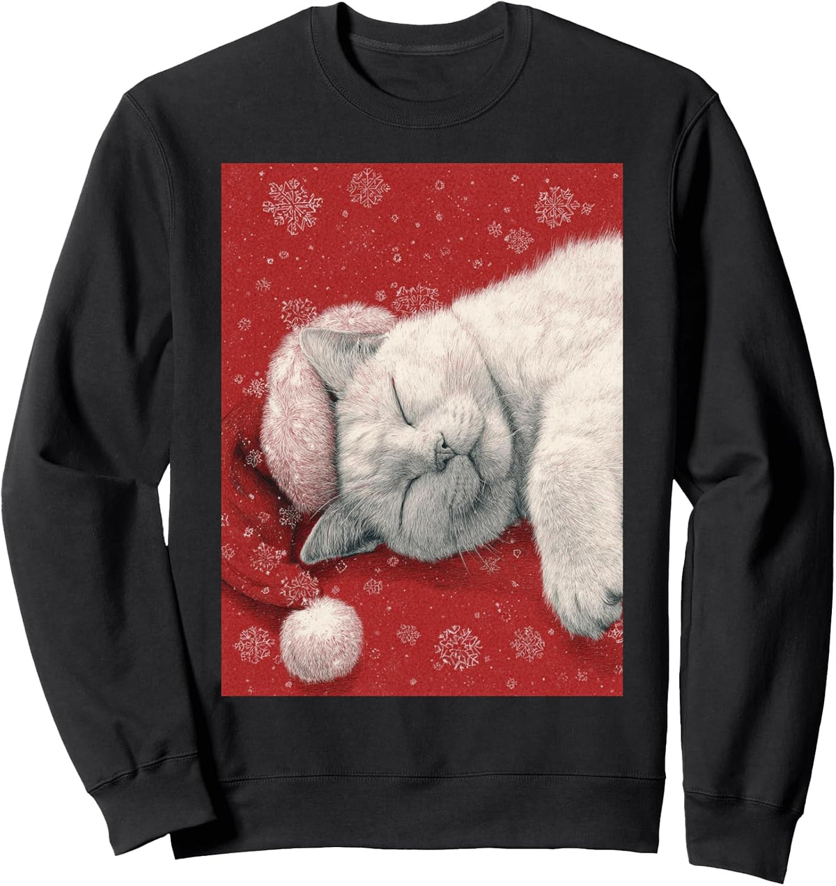 Red Christmas White Cat Top Sweatshirt