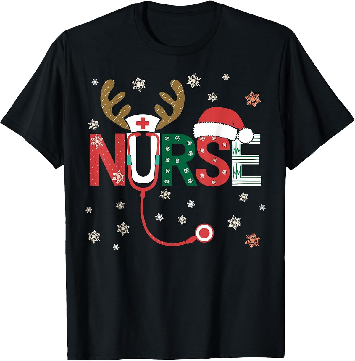 Nurse Christmas Stethoscope Nurses Xmas T-Shirt