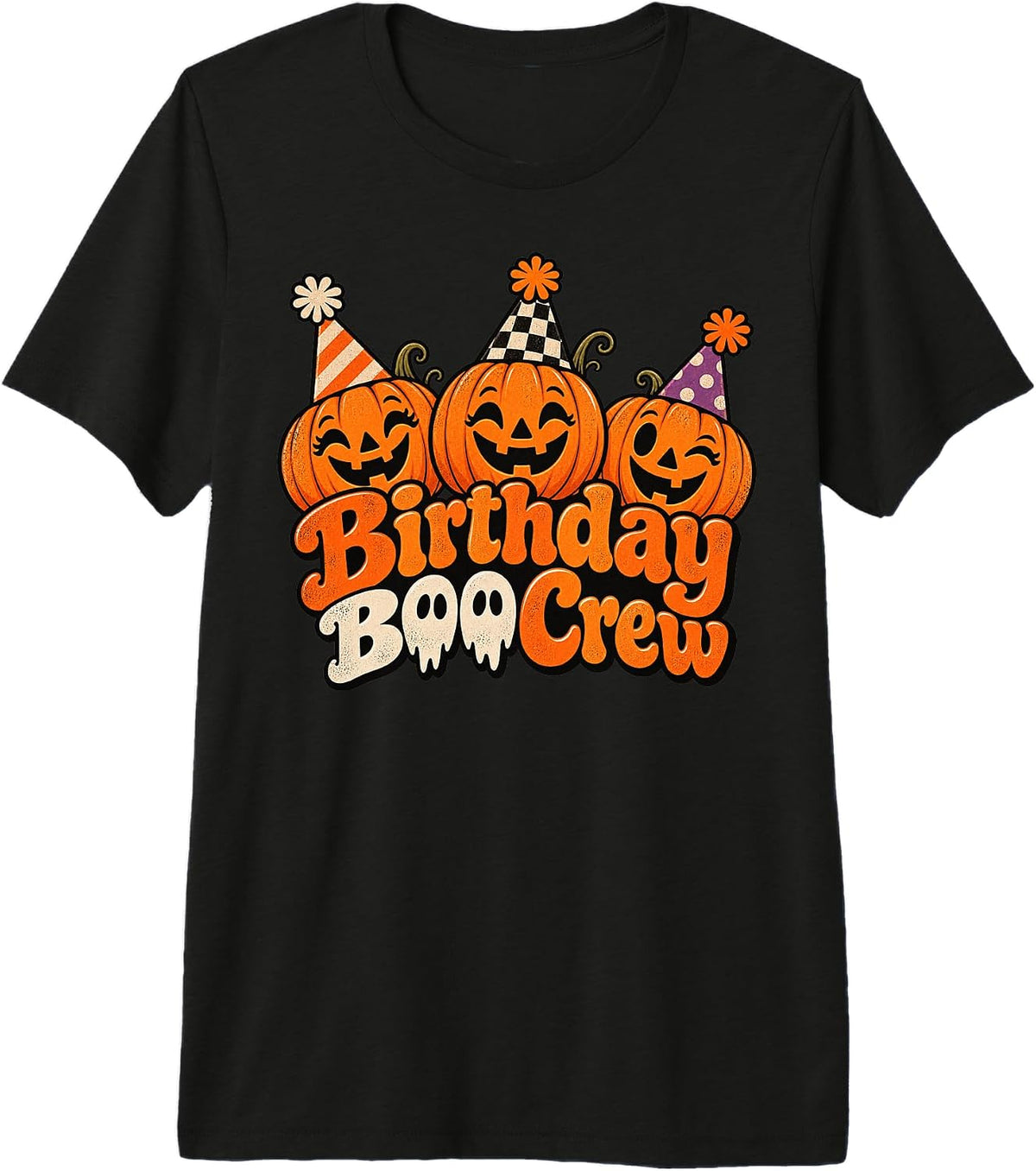 Birthday Boo Crew Cute 3 Jack O Lanterns Halloween Premium Tri-Blend T-Shirt