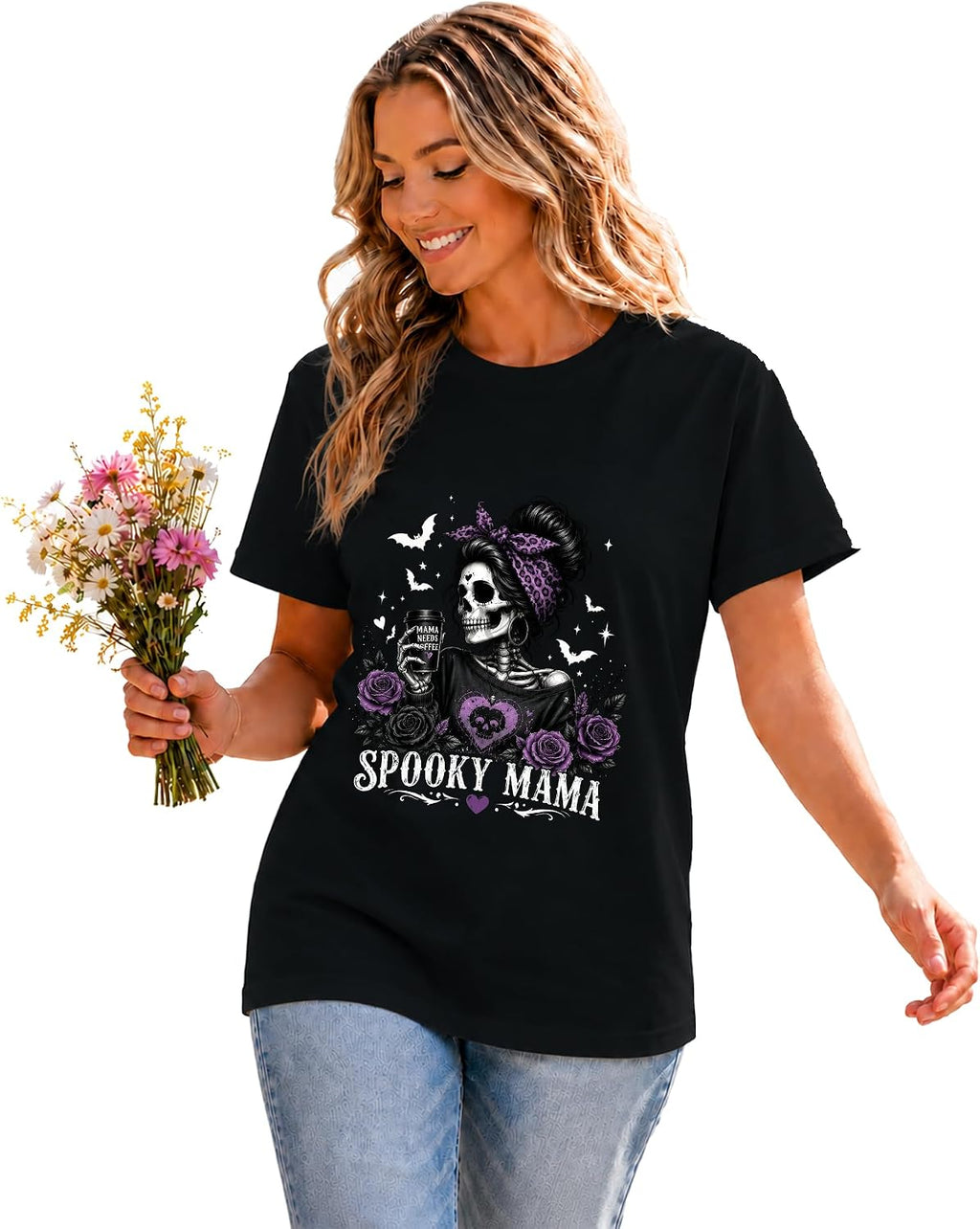 Spooky Mama Shirt，Halloween Mom T-Shirt