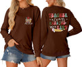 Teacher Christmas Sweatshirt Women's Teachers Always Make the Nice List, Funny Graphic Long Sleeve Shirt Pullover