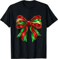 Vintage Christmas Coquette Bow Xmas Holiday Women Girls T-Shirt