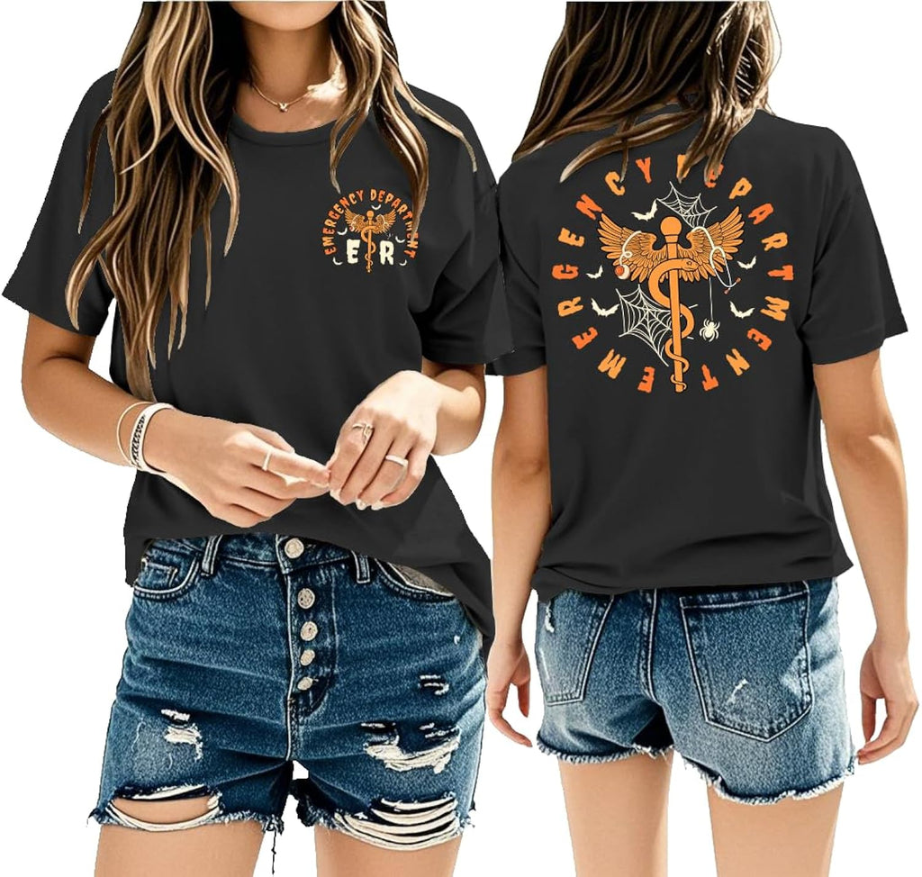 Halloween ER Nurse Shirt Spooky Nurse Shirt for Women