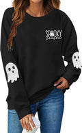 Halloween Sweatshirt for Women Spooky Season Long Sleeve Shirts Casual Ghost Crew Neck Pullover Tops