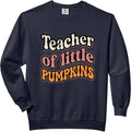 Teacher of Little Pumpkins Groovy Retro Fall Comfort Colors Adult Sweatshirt