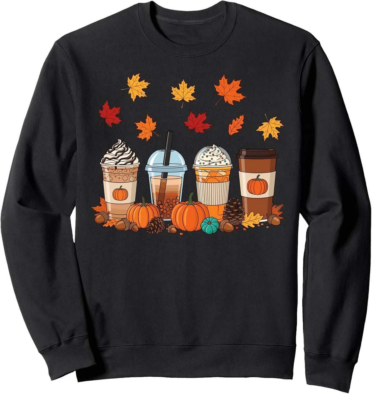 Fall Coffee Drinks Pumpkin Spice Latte Boba Autumn Sweatshirt