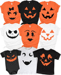 Pumpkin Face Shirt Woman Men and Kids Jack O Lantern Shirt for Halloween Party Pumpkin Tshirt for Family