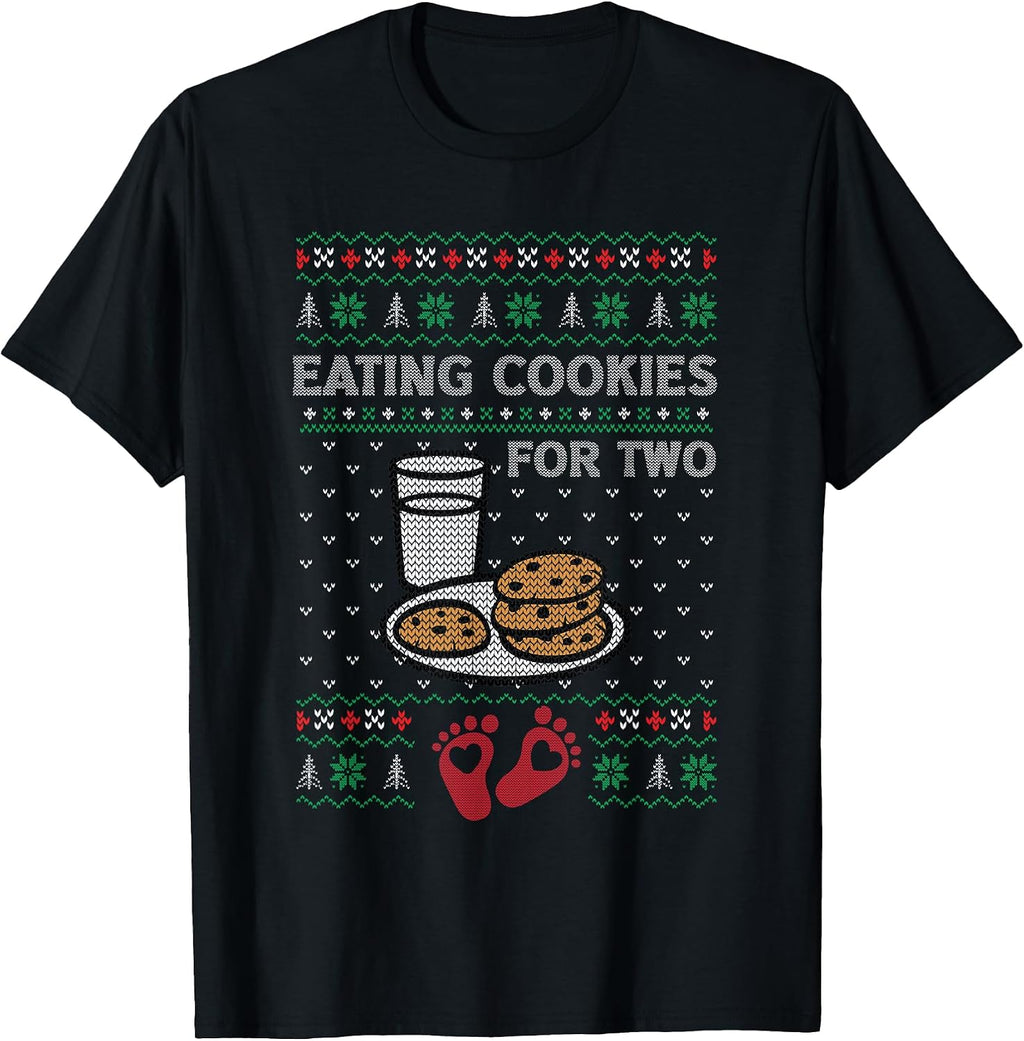 Pregnancy New Mom Baby Pregnant Christmas Matching Couples T-Shirt