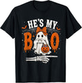 He's My Boo Cute Ghost Halloween Matching Couple T-Shirt