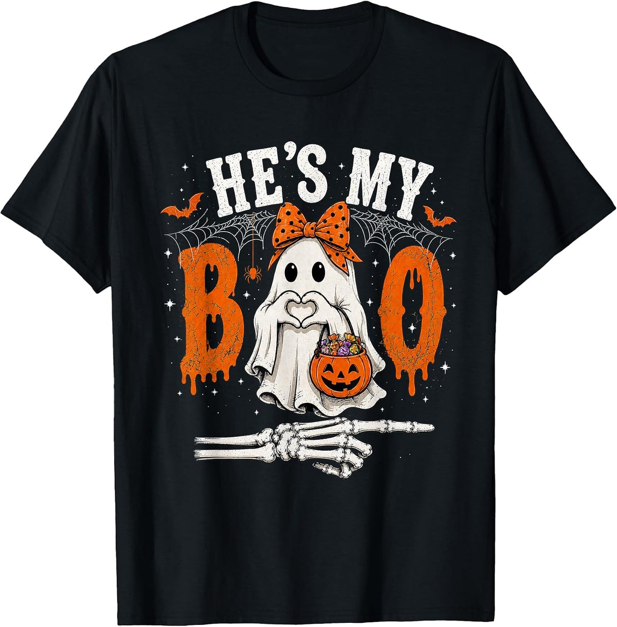 He's My Boo Cute Ghost Halloween Matching Couple T-Shirt