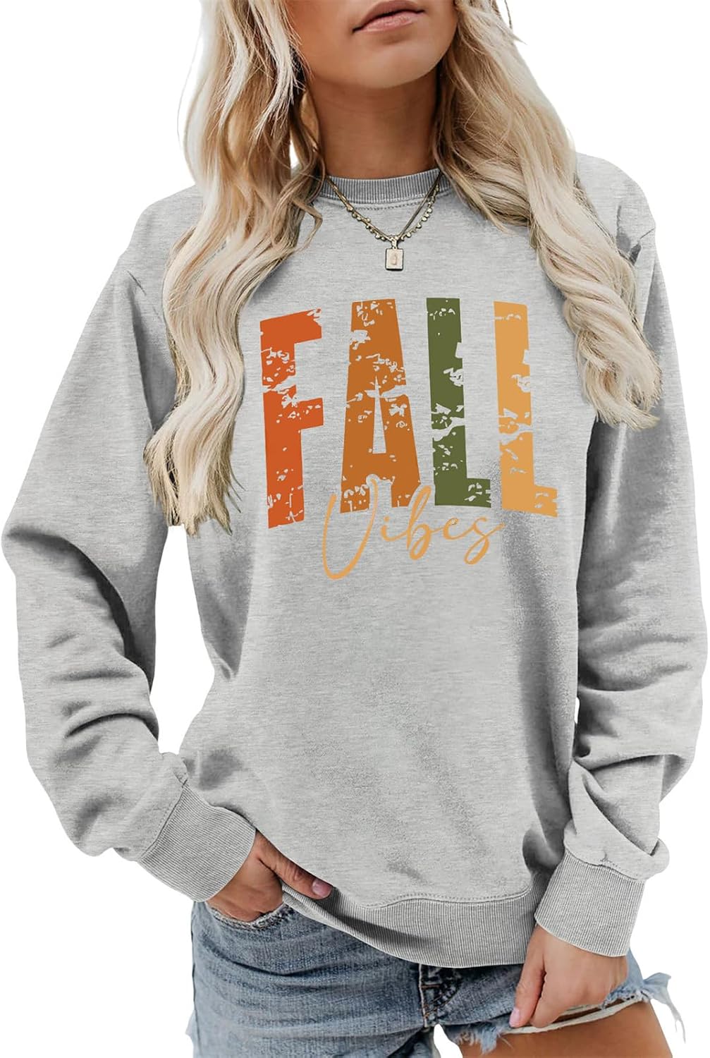 Fall Vibes Sweatshirt, Cozy Season Sweater Vintage Graphic Shirt Women Crewneck Autumn Weather Pullover Tops