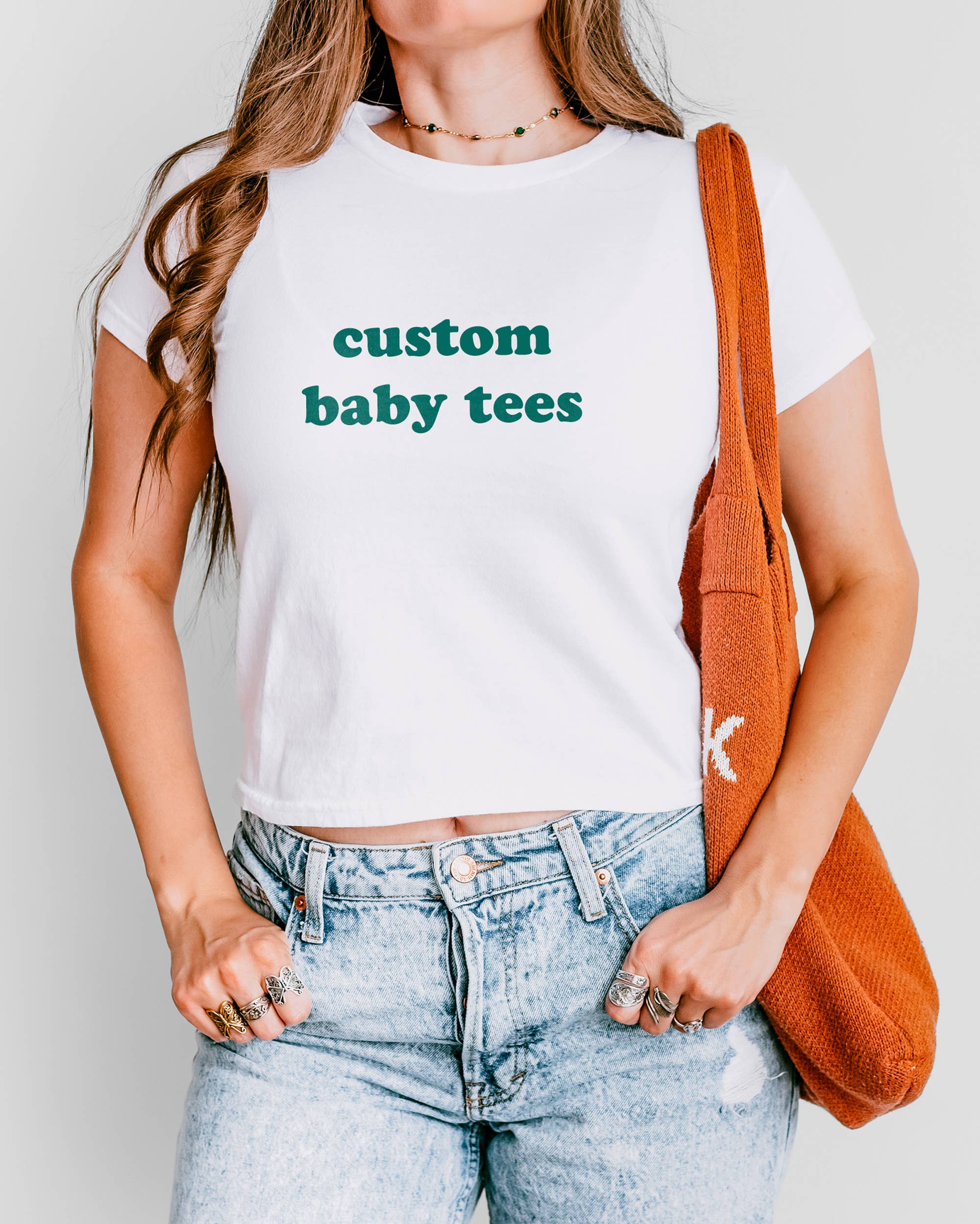 Custom Baby Tee with Your Text or Logo, Y2K Clothing