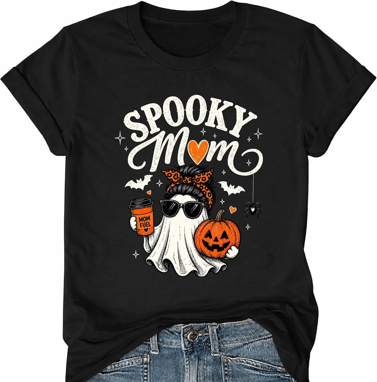 Halloween Shirts for Women Spooky Mom Mama Halloween Graphic T-Shirts