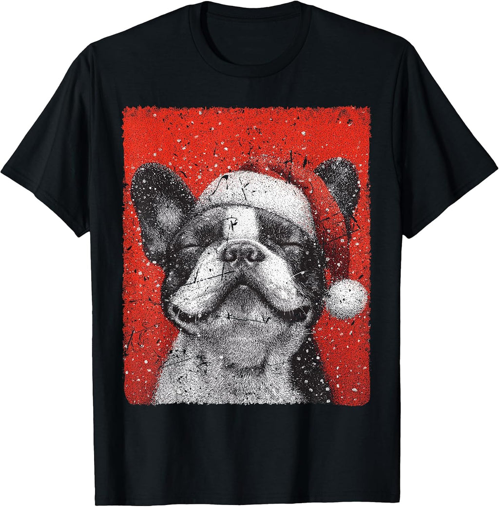 Pet Animal Xmas Santa Dog French Bulldog Frenchie Christmas T-Shirt