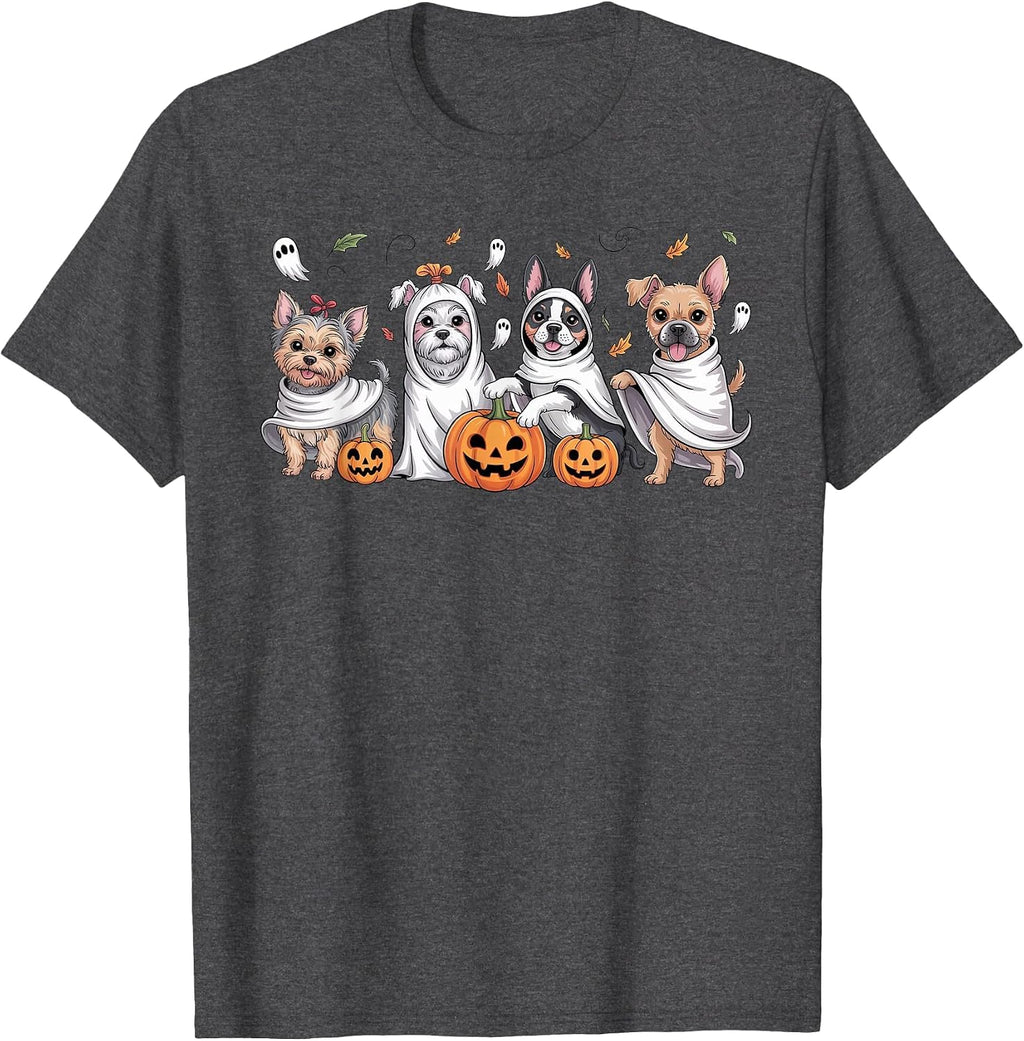 Dogs Ghosts Cute Dogs Dressed As Ghost Funny Halloween Dog T-Shirt