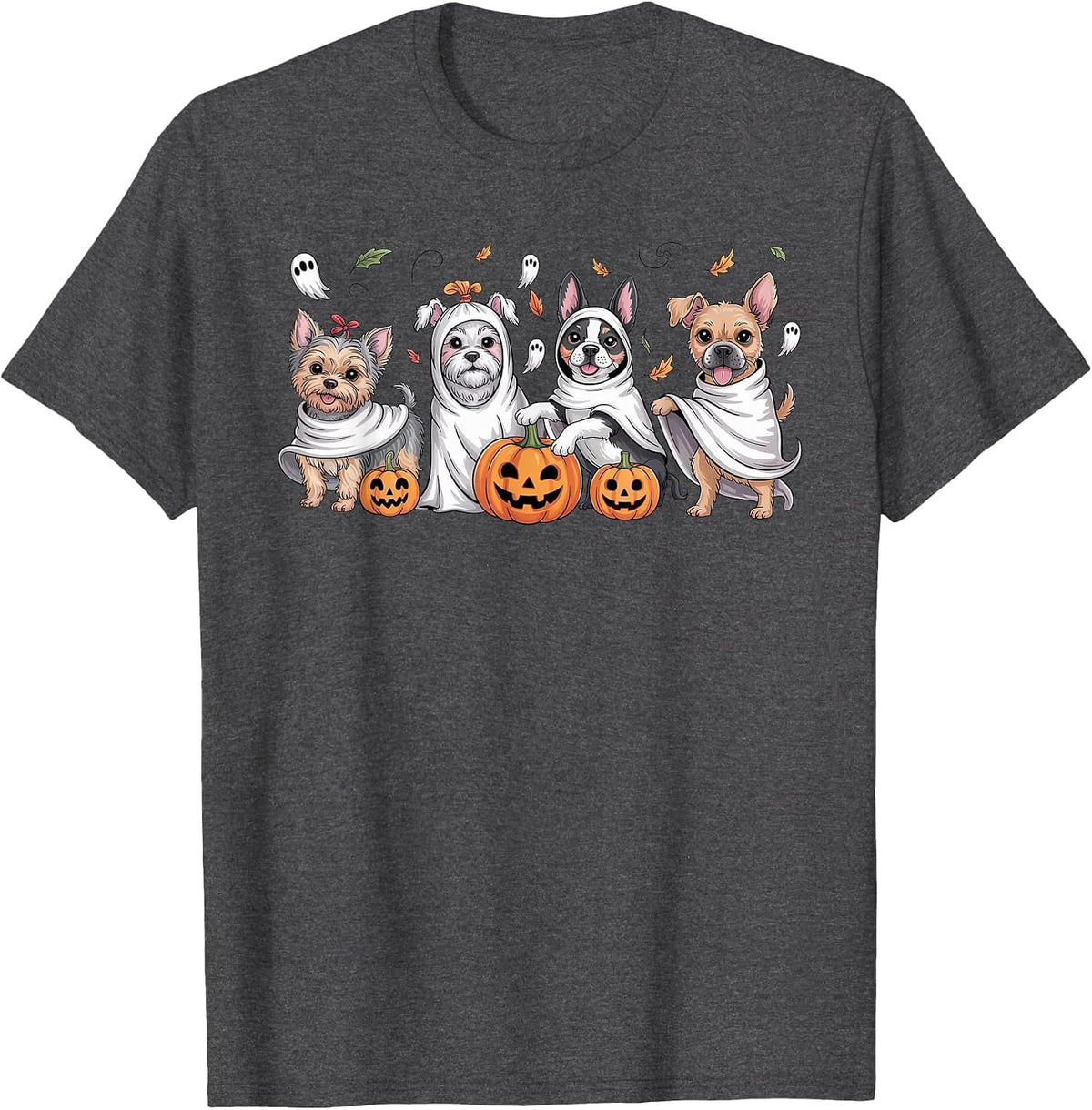 Dogs Ghosts Cute Dogs Dressed As Ghost Funny Halloween Dog T-Shirt